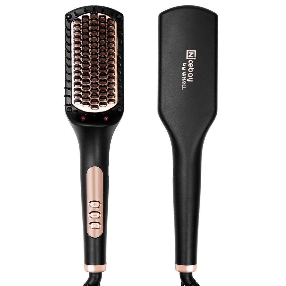 Hair Straightener Brush Ionic Fast Heating Hair Brush for Thick Hair Black Hair
